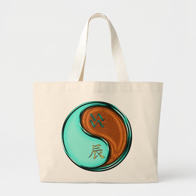 Aquarius & Wood Dragon Large Tote Bag (Front)