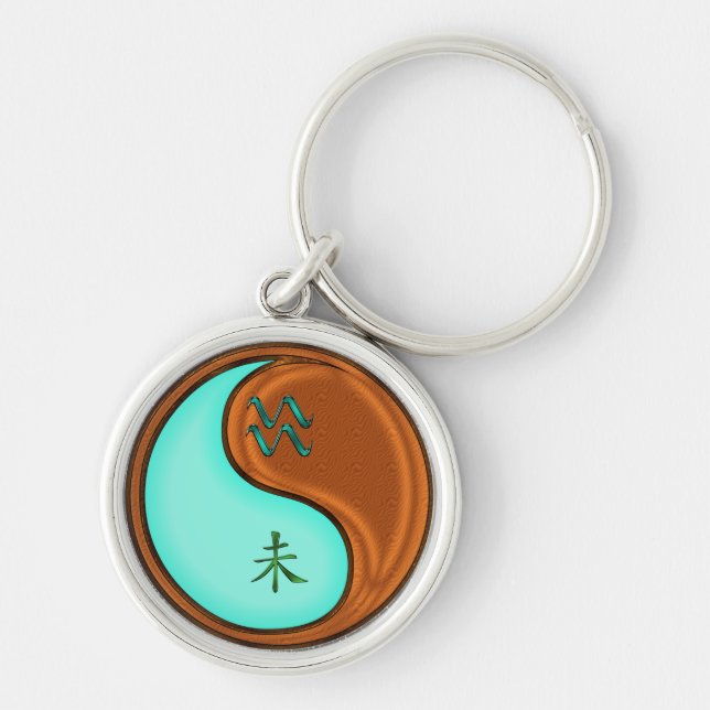 Aquarius & Wood Goat Key Ring (Front)