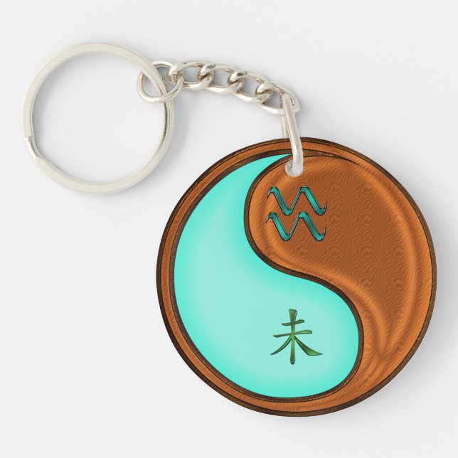 Aquarius & Wood Goat Key Ring (Front)