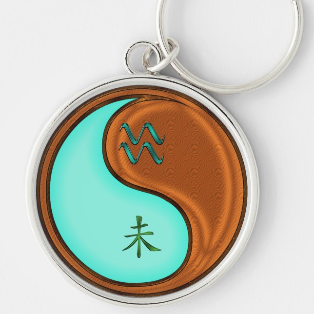 Aquarius & Wood Goat Key Ring (Front)