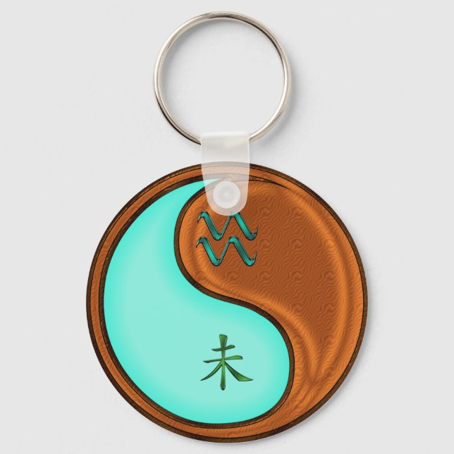 Aquarius & Wood Goat Keychain (Front)