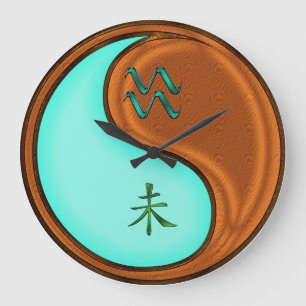 Aquarius & Wood Goat Large Clock