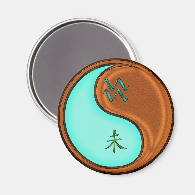 Aquarius & Wood Goat Magnet (Front/Back)