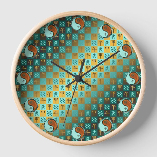 Aquarius & Wood Horse Clock (Front)