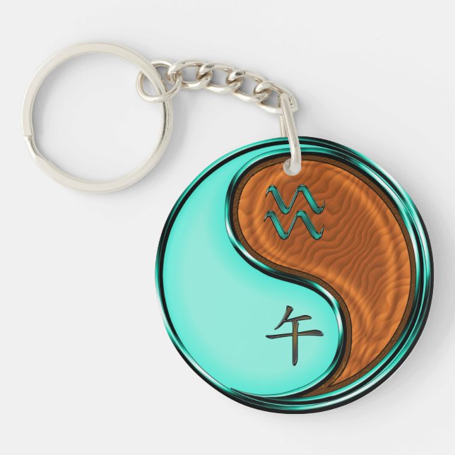 Aquarius & Wood Horse Key Ring (Front)