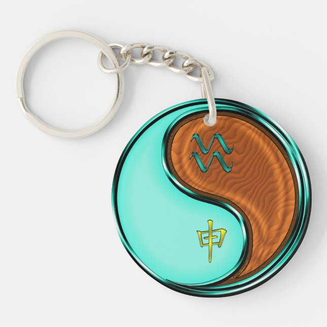 Aquarius & Wood Monkey Key Ring (Front)