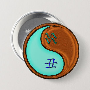Aquarius & Wood Ox 7.5 Cm Round Badge