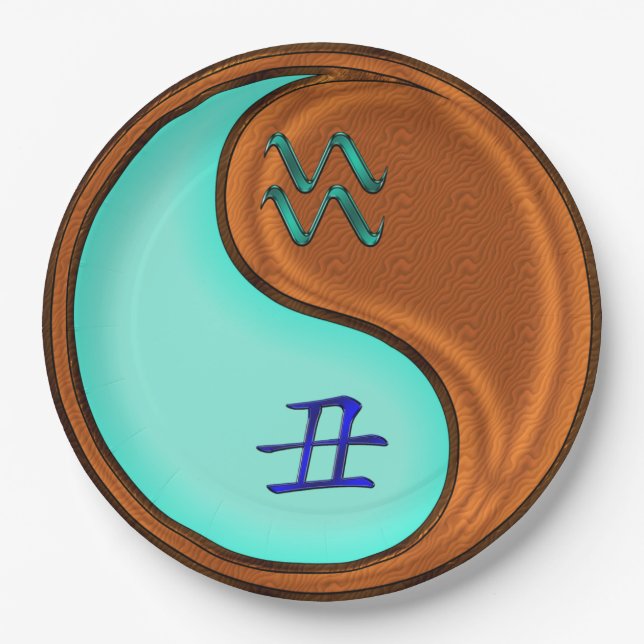 Aquarius & Wood Ox Paper Plate (Front)