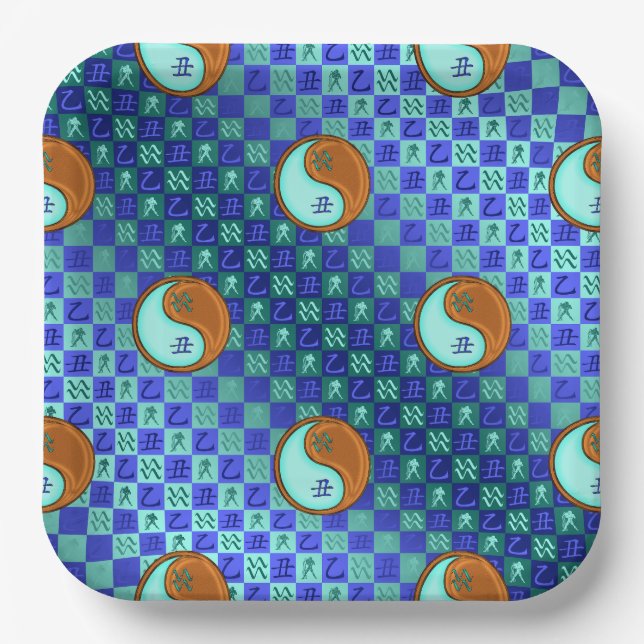 Aquarius & Wood Ox Paper Plate (Front)