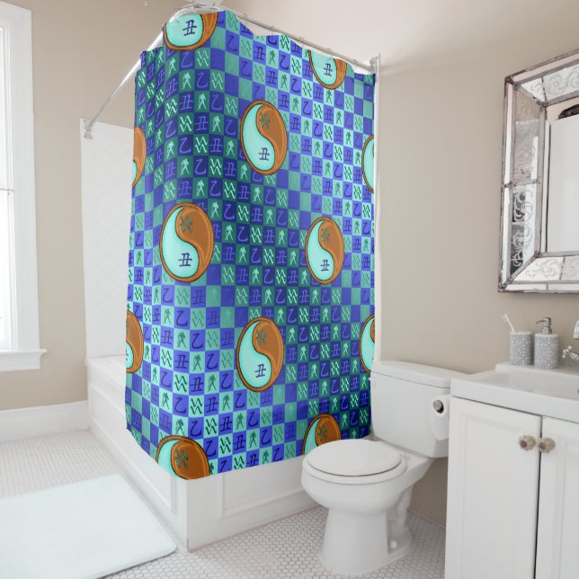 Aquarius & Wood Ox Shower Curtain (In Situ)