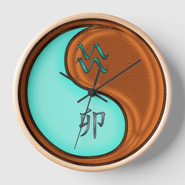 Aquarius & Wood Rabbit Clock (Front)