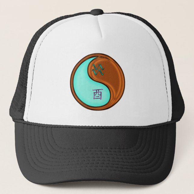 Aquarius & Wood Rooster Keychain Trucker Hat (Front)
