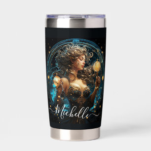 Aquarius Zodiac Art for January 20–February 18 Insulated Tumbler