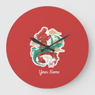 Aquarius Zodiac Artistic Symbol T-Shirt - Custom  Large Clock