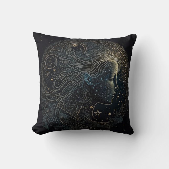 Aquarius Zodiac Astrological Cushion (Front)