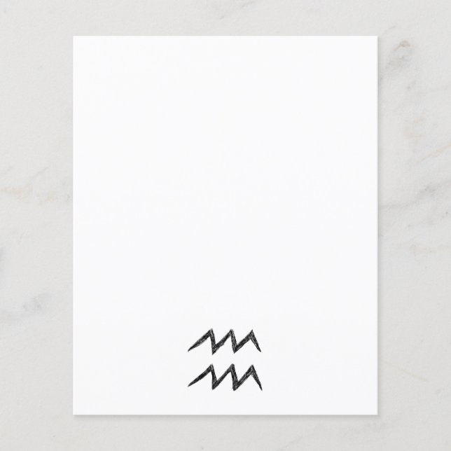 Aquarius. Zodiac Astrology Sign. Black. (Front)