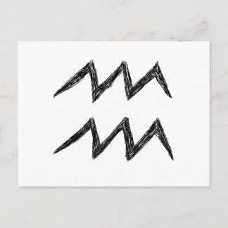 Aquarius. Zodiac Astrology Sign. Black. Postcard