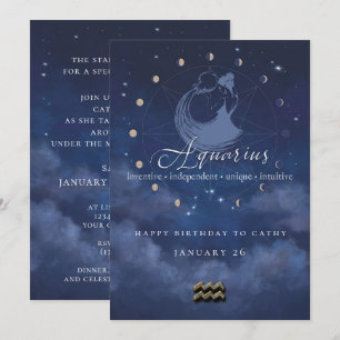 Aquarius Zodiac Birthday Invitation