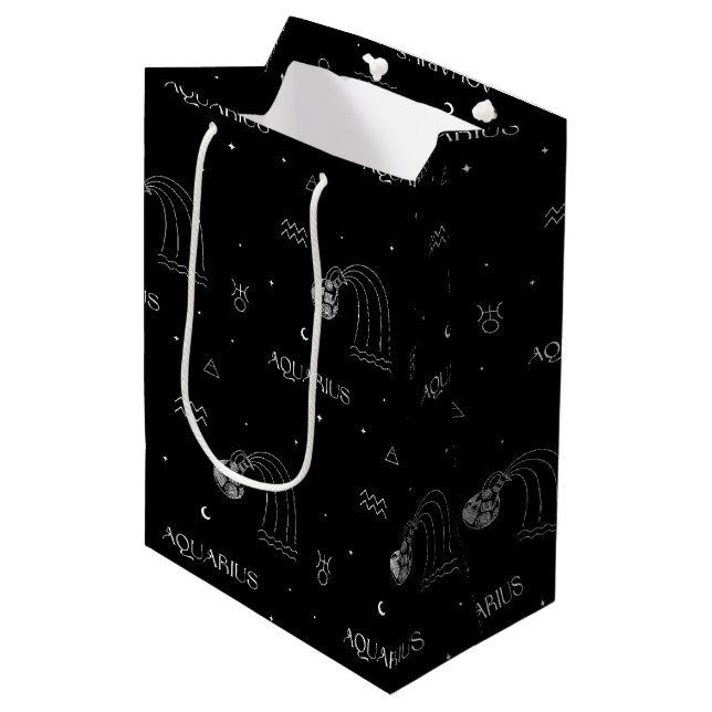 Aquarius Zodiac - Celestial Water Bearer (1) Medium Gift Bag (Front Angled)