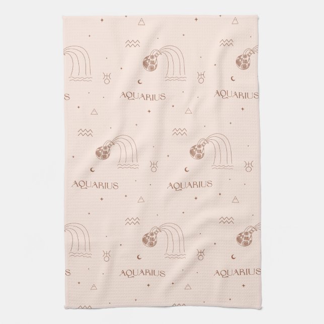 Aquarius Zodiac - Celestial Water Bearer (2) Tea Towel (Vertical)