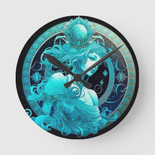 Aquarius Zodiac Clock