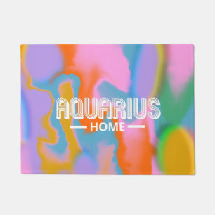 Aquarius zodiac colourful abstract modern doormat