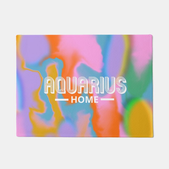 Aquarius zodiac colourful abstract modern doormat (Front)