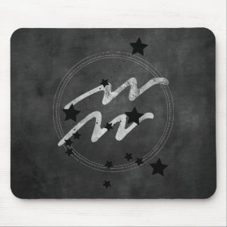 Aquarius zodiac constellation black and silver mouse pad