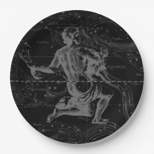 Aquarius Zodiac Constellation Engraving Hevelius Paper Plate