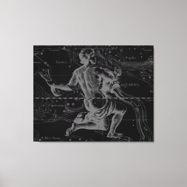 Aquarius Zodiac Constellation Hevelius 1690 Canvas Print (Front)