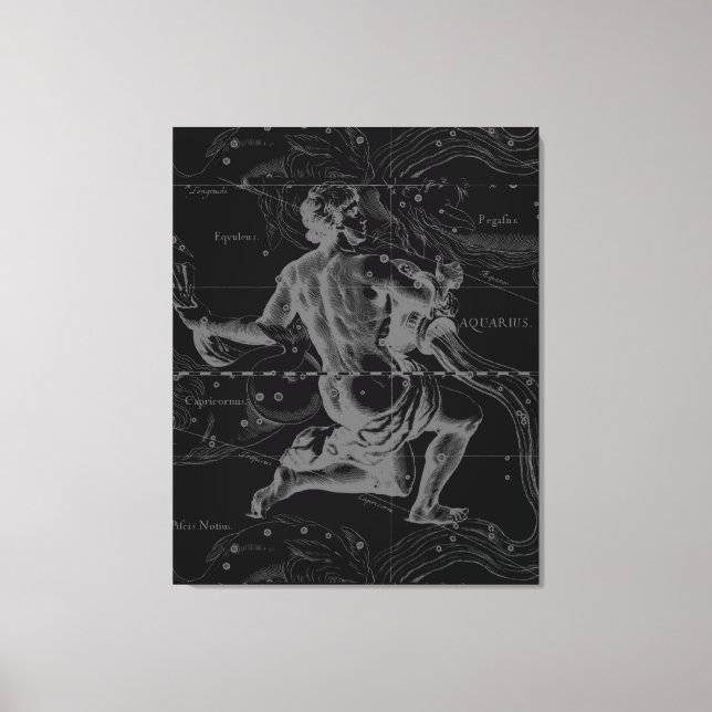 Aquarius Zodiac Constellation Hevelius 1690 Canvas Print (Front)