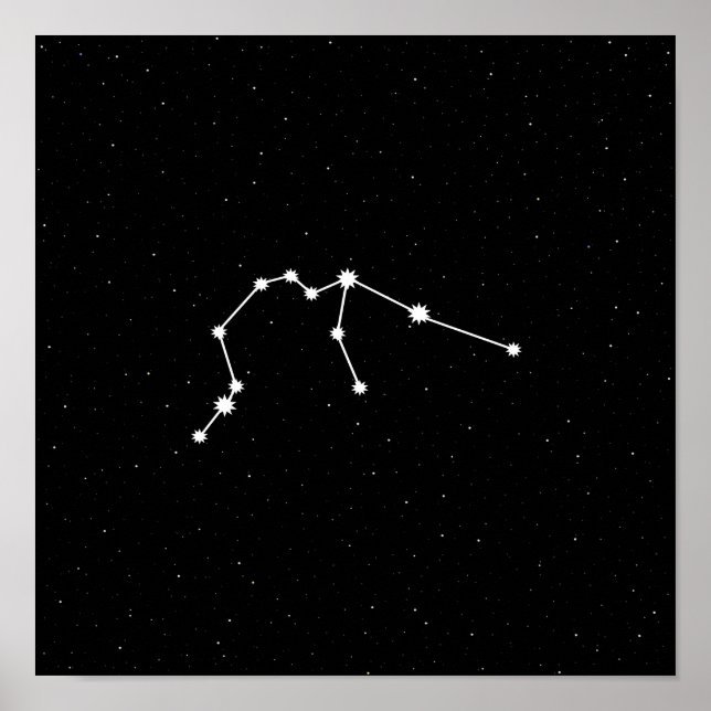 Aquarius Zodiac Constellation Modern Black & White Poster (Front)