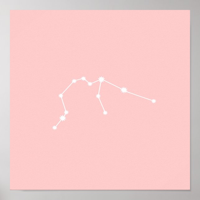 Aquarius Zodiac Constellation Modern Pink Poster (Front)