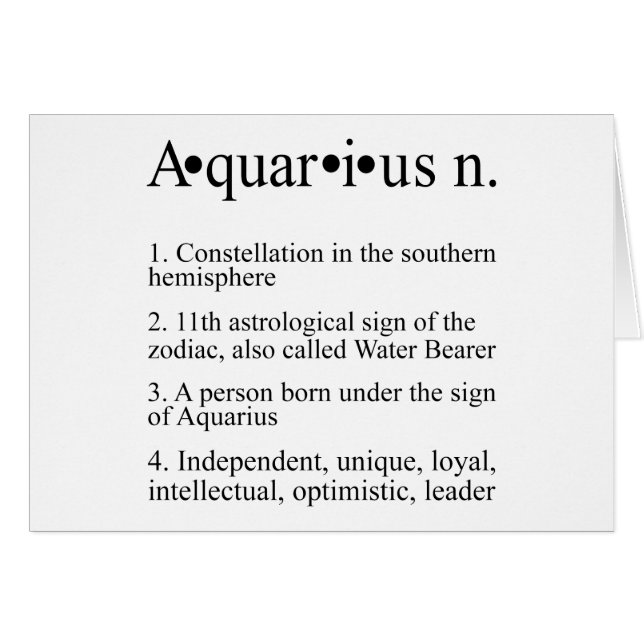 Aquarius Zodiac Definition (Front Horizontal)