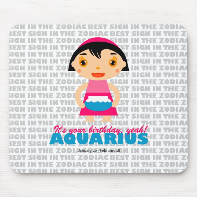 Aquarius Zodiac for kids Mouse Pad (Front)