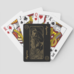 Aquarius Zodiac Gold and Black Design  Playing Cards
