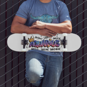 Aquarius Zodiac Graffiti Skateboard