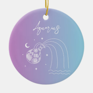 Aquarius zodiac horoscope star sign gradient ceramic tree decoration