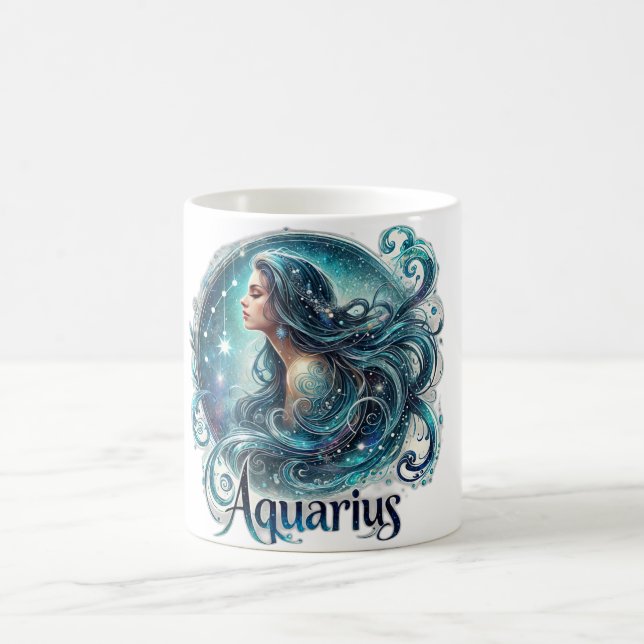 Aquarius Zodiac Mug – Cosmic & Dreamy Design  (Center)