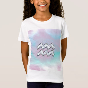 Aquarius Zodiac on Mother of Pearl Style T-Shirt
