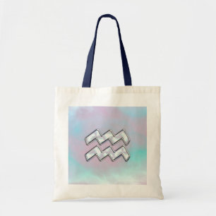 Aquarius Zodiac on Mother of Pearl Style Tote Bag