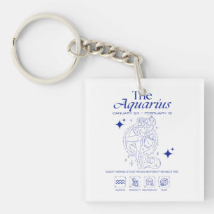 Aquarius Zodiac Originality Astrology Line Art Key Ring