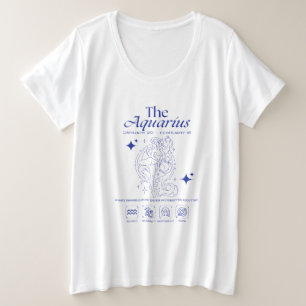 Aquarius Zodiac Originality Astrology Line Art Plus Size T-Shirt