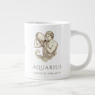 Aquarius Zodiac Personalised Name & Birth Date Large Coffee Mug