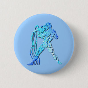 Aquarius Zodiac Round Pin