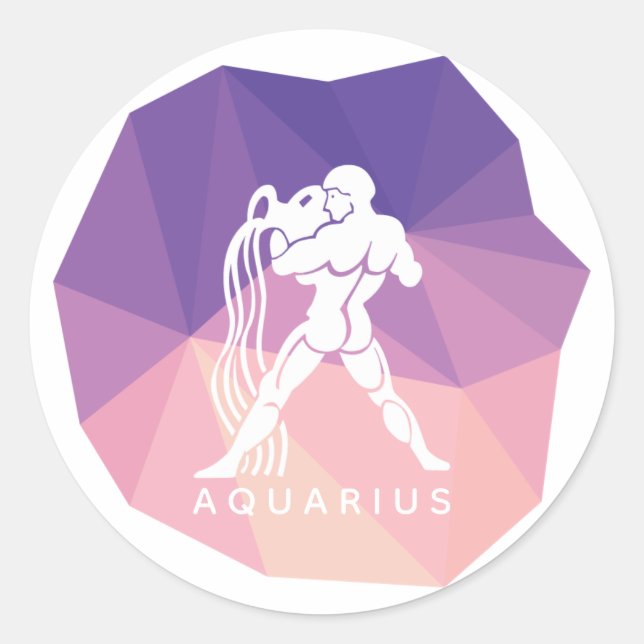 Aquarius zodiac sign 3d sticker. classic round sticker (Front)