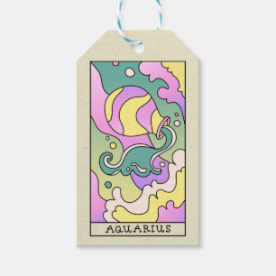 Aquarius Zodiac Sign Abstract Art Vintage Gift Tags