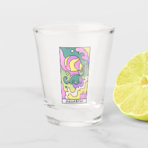 Aquarius Zodiac Sign Abstract Art Vintage Shot Glass