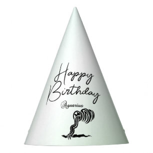 Aquarius Zodiac Sign and Symbol Blue Green Party Hat