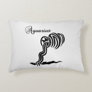Aquarius Zodiac Sign and Symbol Decorative Cushion